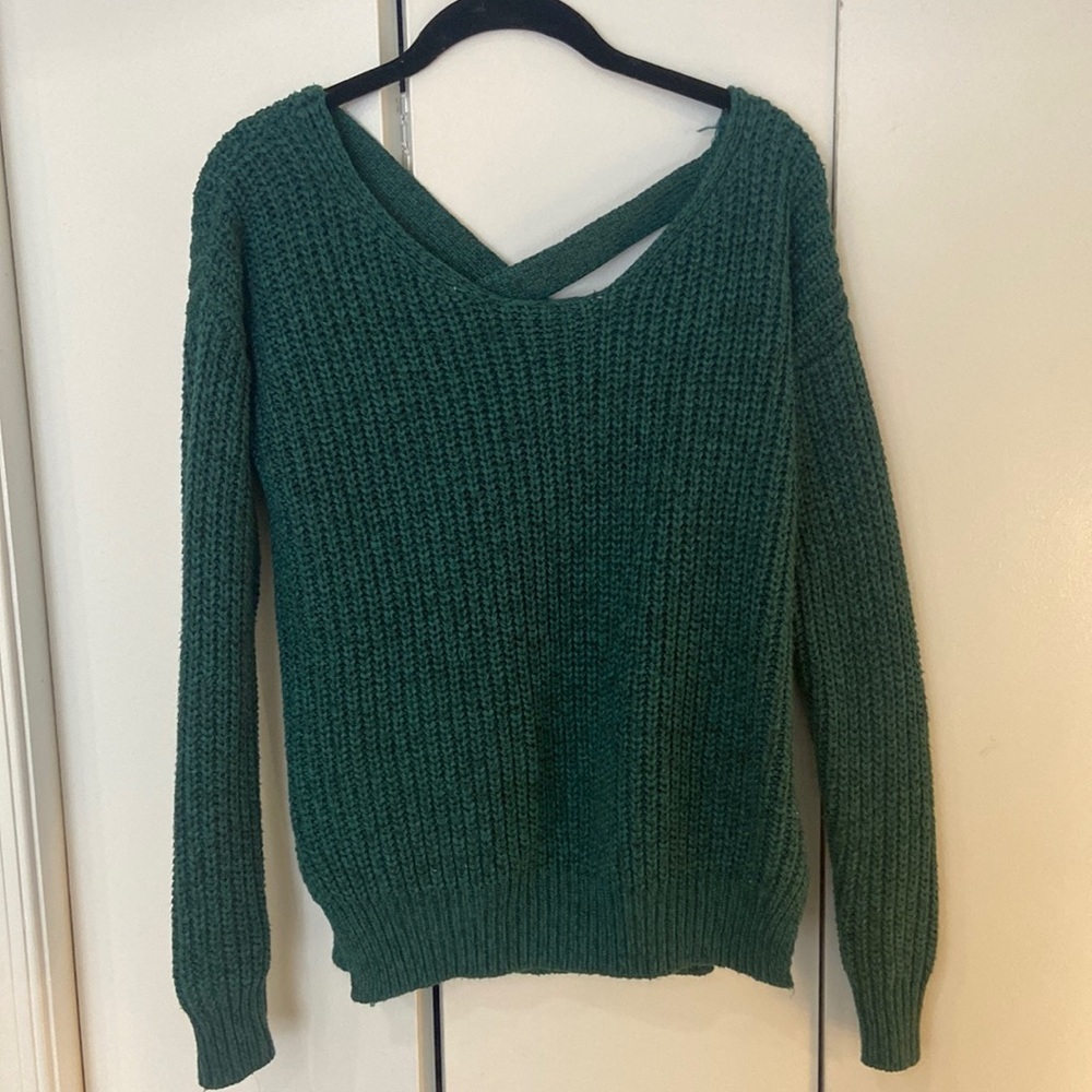 Crisscross back sweater in teal